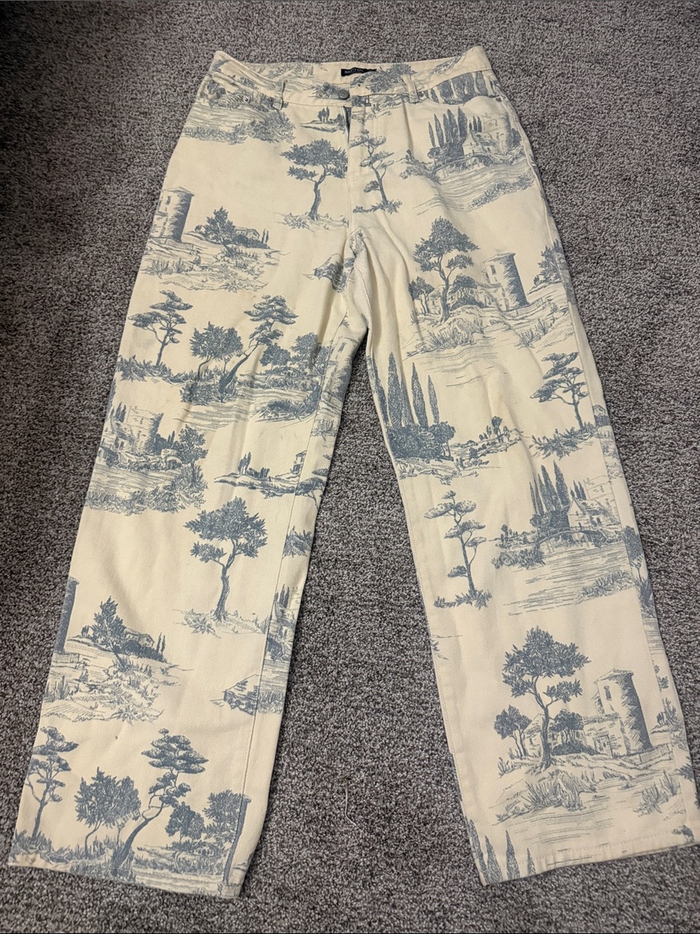 Nasty Cream Toile-Print Denim Pants